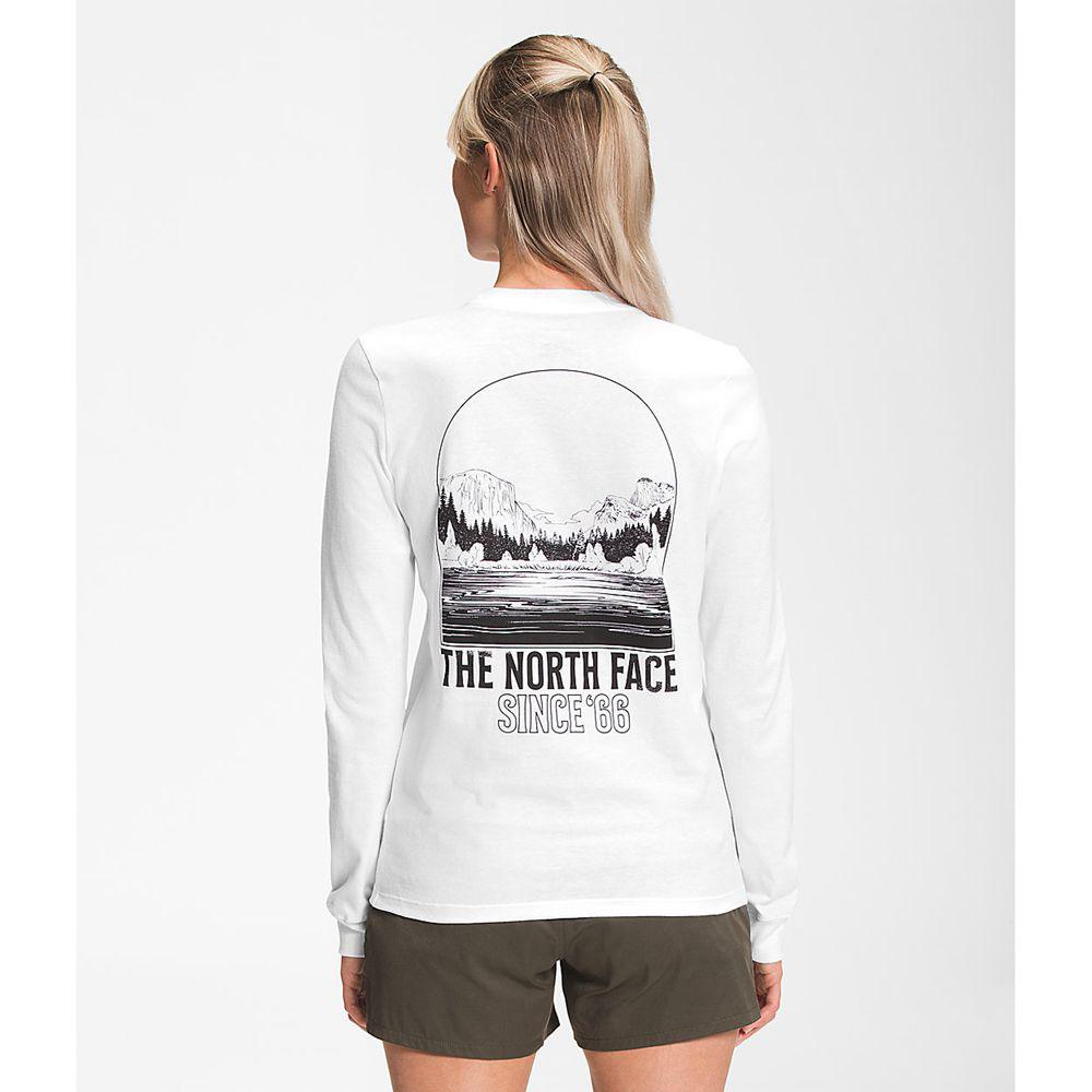 The North Face Long Sleeve Mountain Peace Γυναικεια Μπλούζα Με Μακρύ Μανίκι - Ασπρα (ZBNX07631)